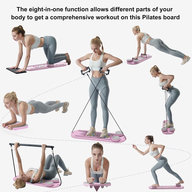 Lpter Pilates Board - 2025 Updated Pilates Reformer Machine Set, Multi-Purpose Foldable Pilates Reformer Board for Home, 6 in 1 Pilates Sliding Board - Image 3